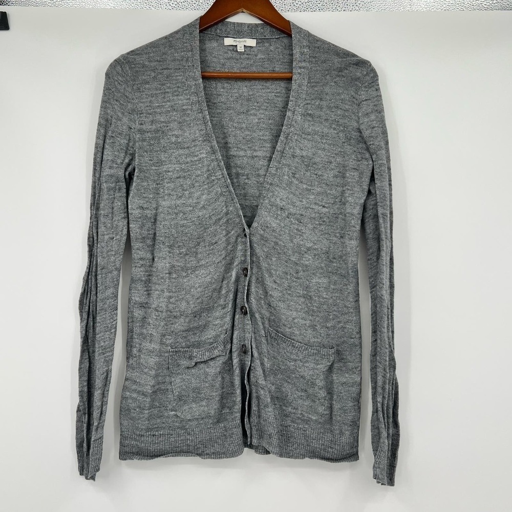 Madewell Inlet Button Front long sleeve Cardigan pockets lightweight sz medium - Picture 2 of 10